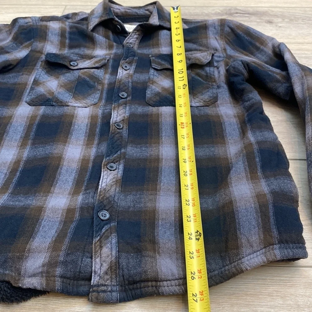 Boston‎ Traders Sherpa Plaid Flannel Shacket Shirt Jacket Grunge Casual Lined